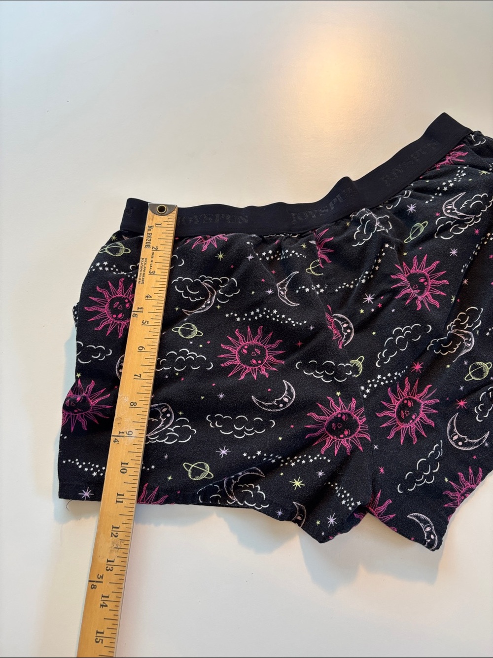 Women's Black Sleep Shorts with Pink Sun & Celestial Print -691sku - Picture 4 of 5